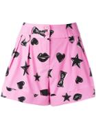 Moschino Printed Shorts, Women's, Size: 44, Pink/purple, Cotton/silk/acetate/viscose