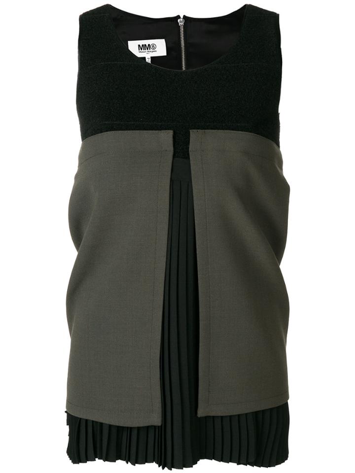 Mm6 Maison Margiela Deconstructed Pleated Top - Black