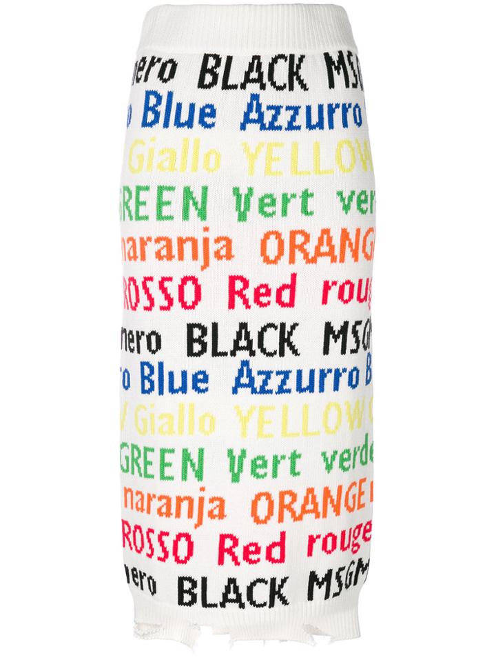 Msgm Colour Names Knitted Skirt - Multicolour