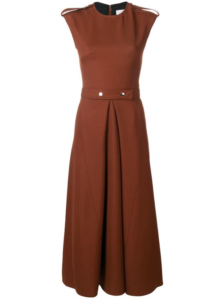 Victoria Beckham Belted Midi Dress - Brown