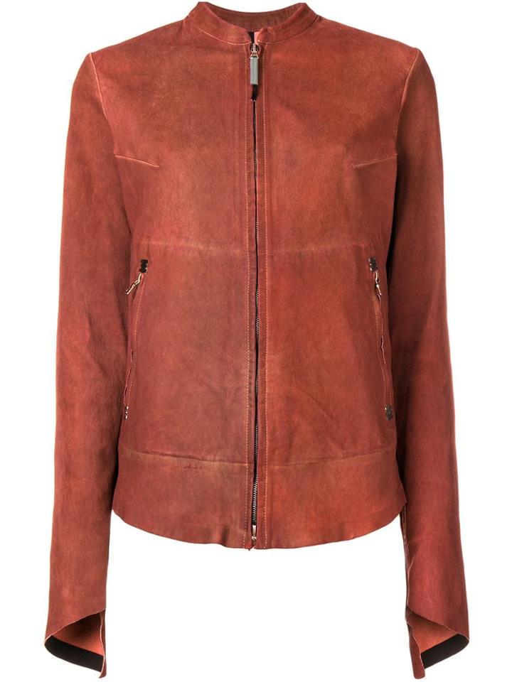 Isaac Sellam Experience Rear Zip Detail Leather Jacket - Orange