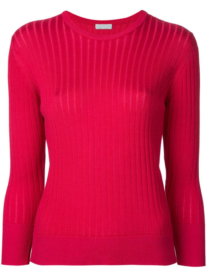 Estnation - Ribbed Round Neck Sweater - Women - Cotton - 38, Red, Cotton
