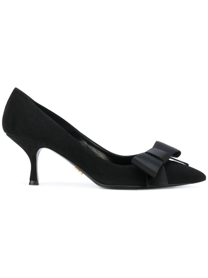 Prada Bow Pointed Pumps - Black