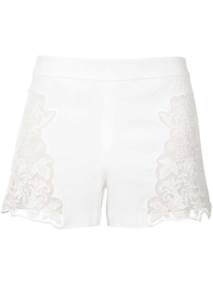 Alice+olivia - Sheer Side Panel Shorts - Women - Linen/flax/spandex/elastane/viscose - 10, White, Linen/flax/spandex/elastane/viscose