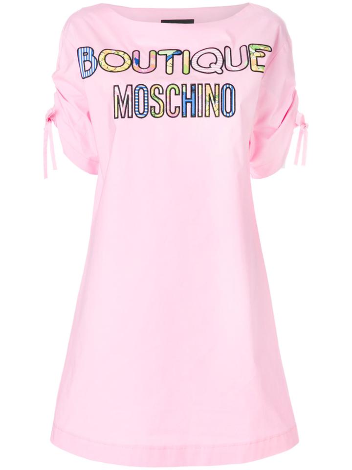 Boutique Moschino Logo Print T-shirt Dress - Pink & Purple