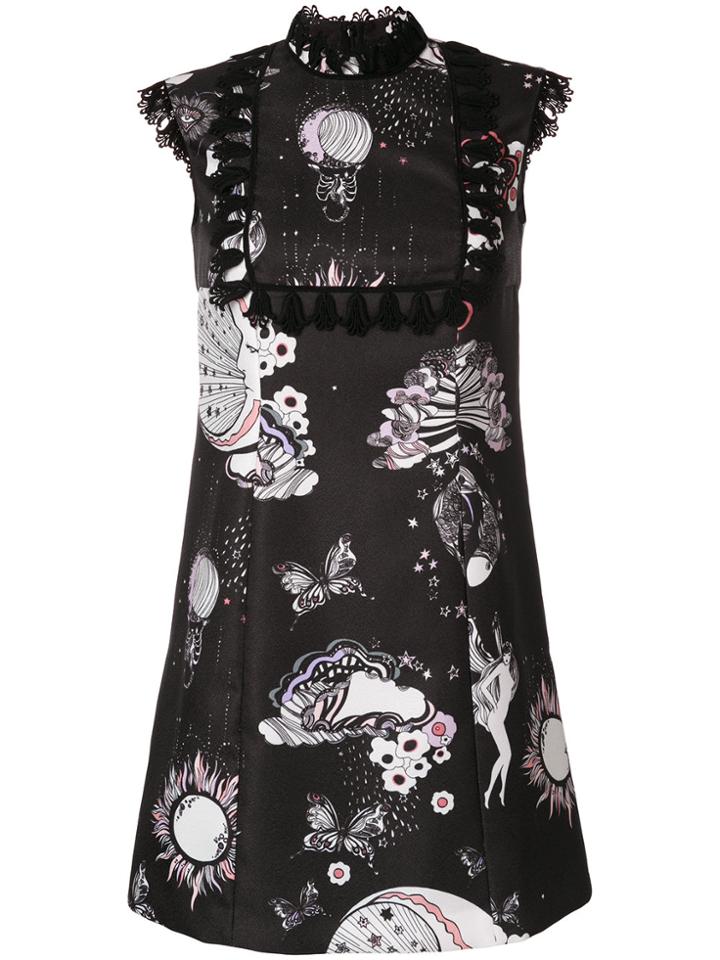 Giamba Floral Shift Dress - Black