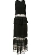 Jonathan Simkhai Sheer Ruffle Dress, Women's, Size: 4, Black, Silk