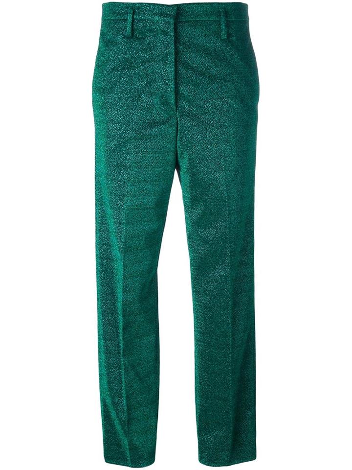 Golden Goose Deluxe Brand Glitter Tailored Trousers, Women's, Size: Xs, Green, Viscose/cupro/polyester/polyurethane
