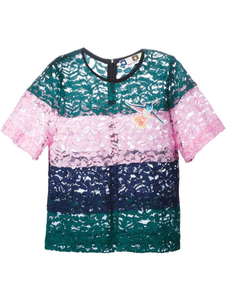 Msgm Striped Lace T-shirt