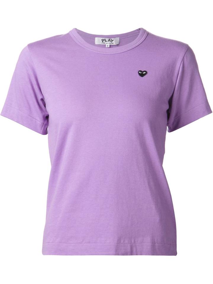 Comme Des Garçons Play Embroidered Heart T-shirt - Pink & Purple
