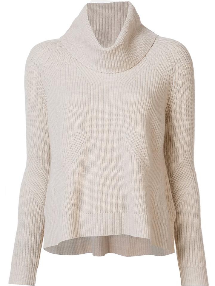 Alice+olivia Cable Knit Roll Neck Jumper, Women's, Size: Medium, Nude/neutrals, Cashmere/wool