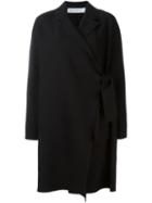 Victoria Victoria Beckham 'jumbo Twill' Tie Front Coat, Women's, Size: 12, Black, Silk/polyester/spandex/elastane/wool