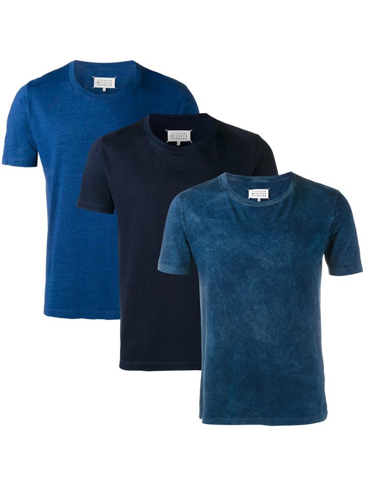 Maison Margiela Pack Of Three Tie-dye T-shirt - Blue