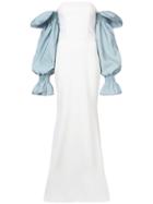 Christian Siriano Contrast Sleeve Gown - Green
