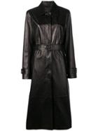 Bottega Veneta Leather Trench Coat - Brown