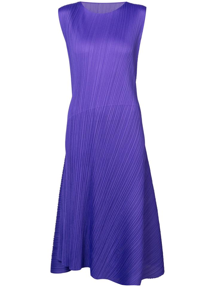 Issey Miyake Pleated Asymmetric Dress - Pink & Purple
