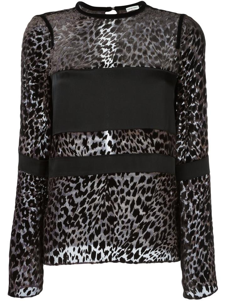 Emanuel Ungaro Leopard Print Blouse, Women's, Size: 40, Black, Viscose/silk