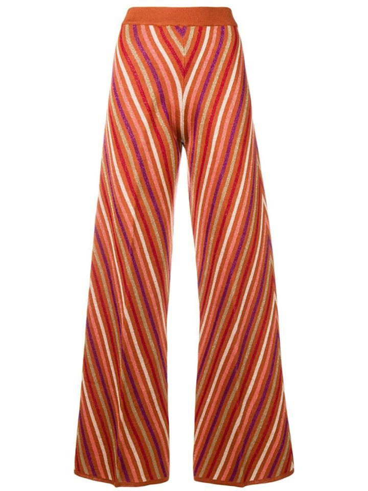 Twin-set Metallic Striped Knitted Trousers - Orange