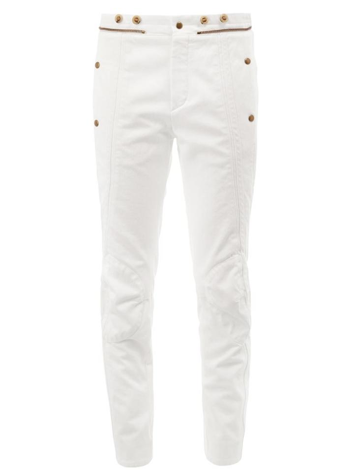 Chloé Zipper Detail Panelled Jeans, Women's, Size: 36, White, Cotton