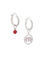 Miu Miu Logo Crystal Embellished Earrings - Silver
