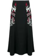 Vilshenko Embroidered Floral Details A-line Skirt - Black
