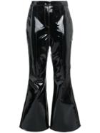 Ellery High Waisted Vinyl Cropped Flared Trousers - Black