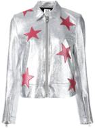 Zoe Karssen Stars Metallic (grey) Jacket, Women's, Size: Small, Goat Skin/cotton/spandex/elastane