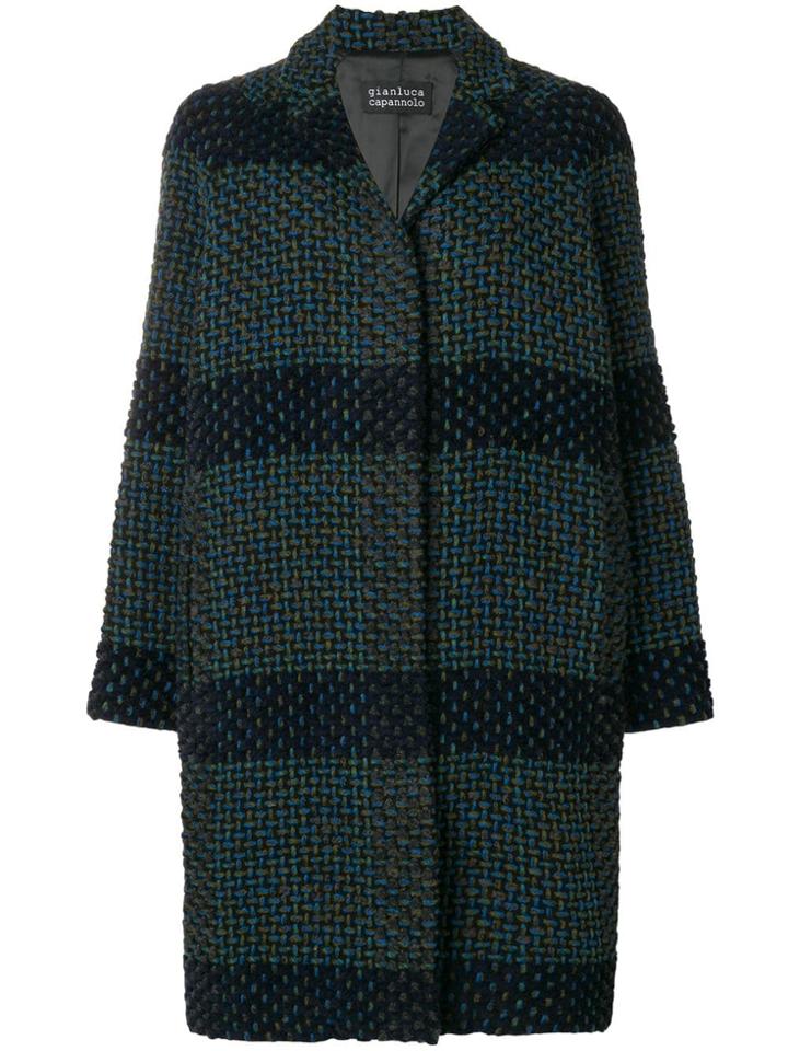 Gianluca Capannolo Knitted Single-breasted Coat - Blue