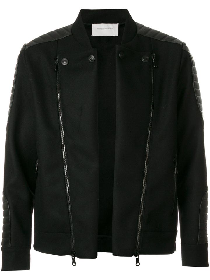 Pierre Balmain Biker Bomber Jacket - Black