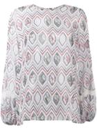 Giambattista Valli - Geometric Print Blouse - Women - Silk/nylon/viscose - 42, White, Silk/nylon/viscose