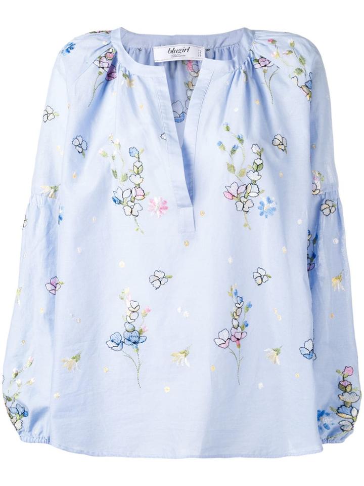 Blugirl Embroidered Floral Blouse - Blue