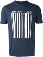 Armani Jeans Barcode Print T-shirt, Men's, Size: Large, Blue, Cotton