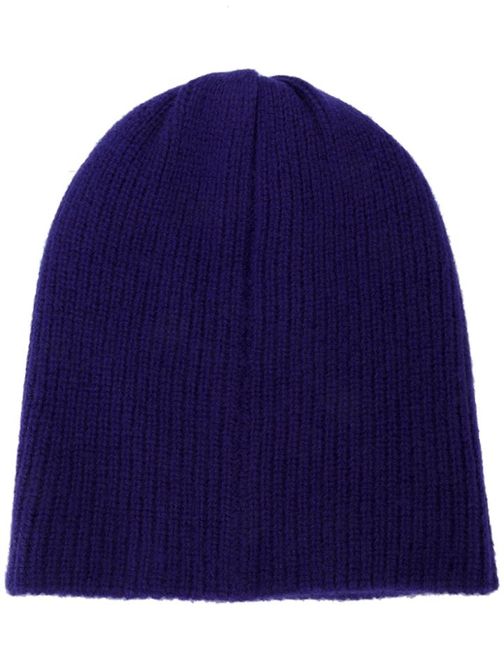 The Elder Statesman Deep Blue Watchman Ribbed Beanie