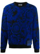 Versace Jeans Baroque Embroidered Sweater - Blue