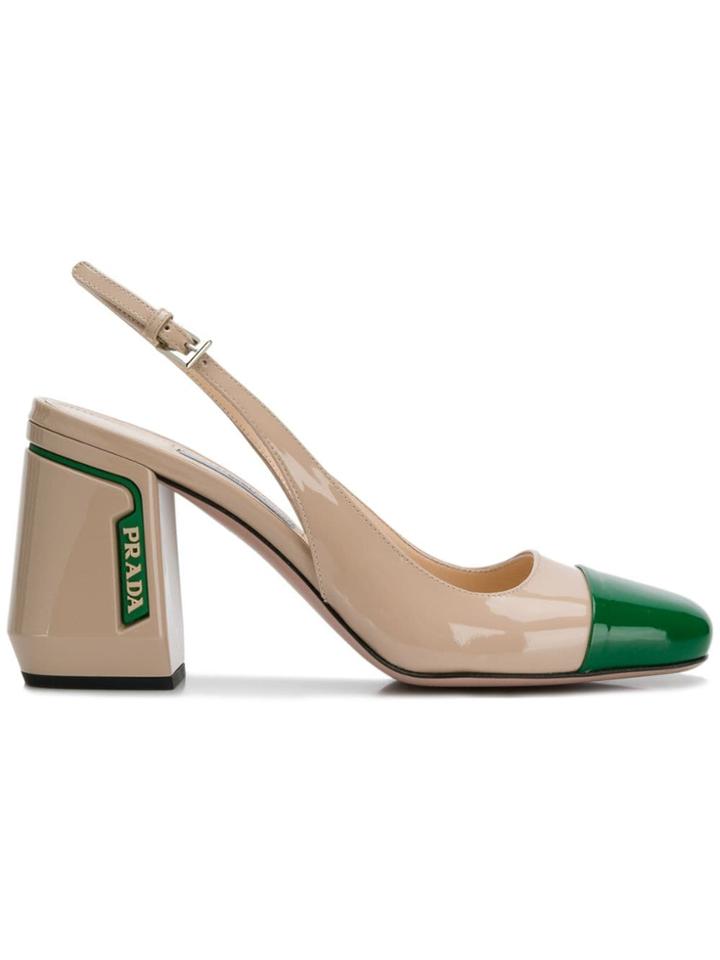 Prada Two-tone Slingback Pumps - Neutrals