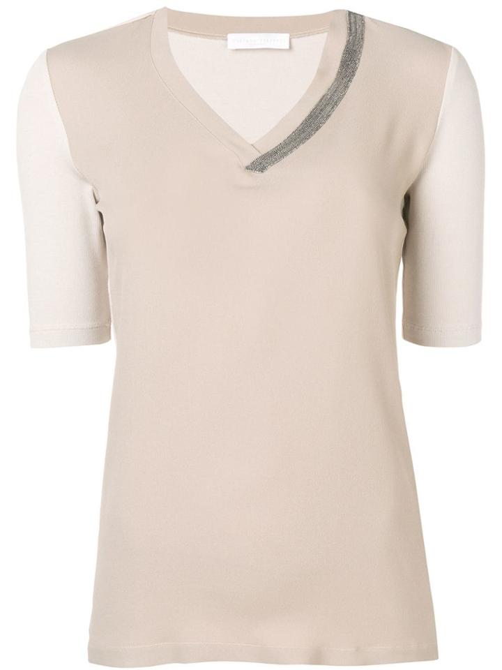Fabiana Filippi Embellished Neck T-shirt - Neutrals