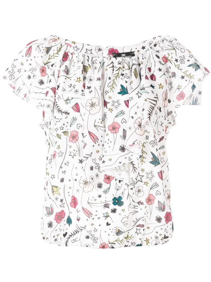 Elisabetta Franchi Embroidered Frill-trim Blouse - White