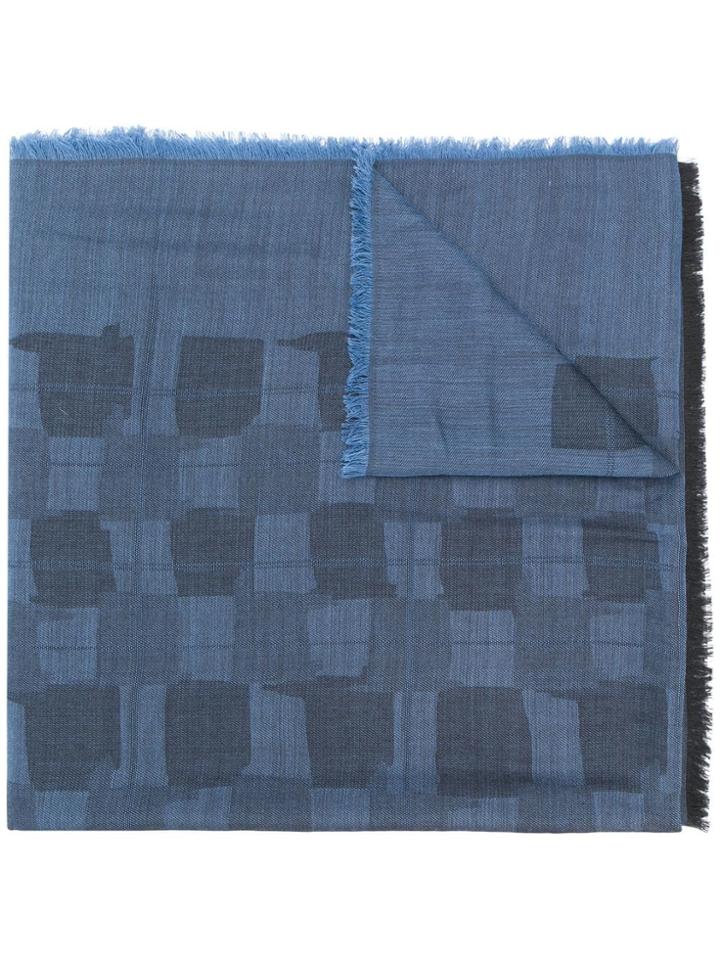 Z Zegna Check Scarf - Blue