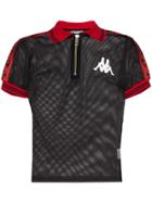 Charm's X Kappa Contrast Trim Mesh Polo Shirt - Black