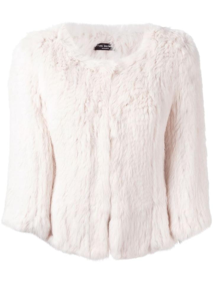 Yves Salomon Short Fur Jacket, Women's, Size: 36, Pink/purple, Rabbit Fur