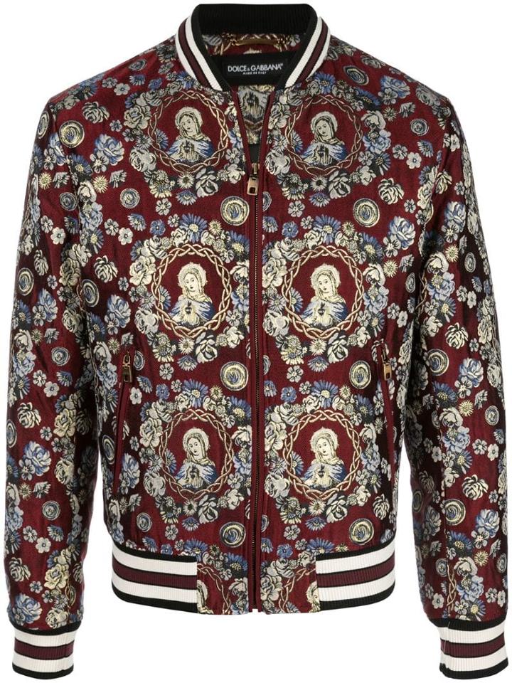 Dolce & Gabbana Printed Bomber Jacket - Red