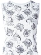 Saint Laurent Tiger Print Tank Top, Women's, Size: Small, White, Cotton