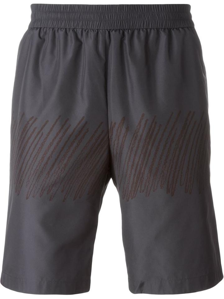 T By Alexander Wang Scribble Print Swim Shorts, Men's, Size: M, Blue, Polyester/spandex/elastane