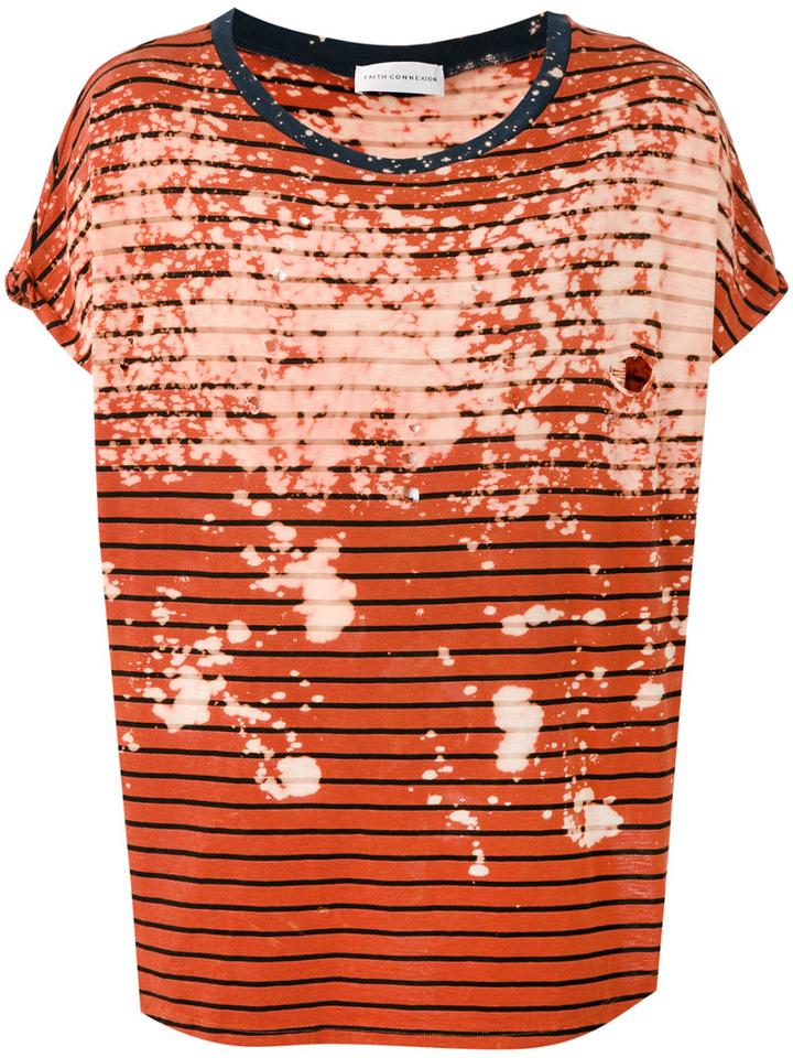 Faith Connexion Striped T-shirt, Adult Unisex, Size: Xs, Yellow/orange, Cotton