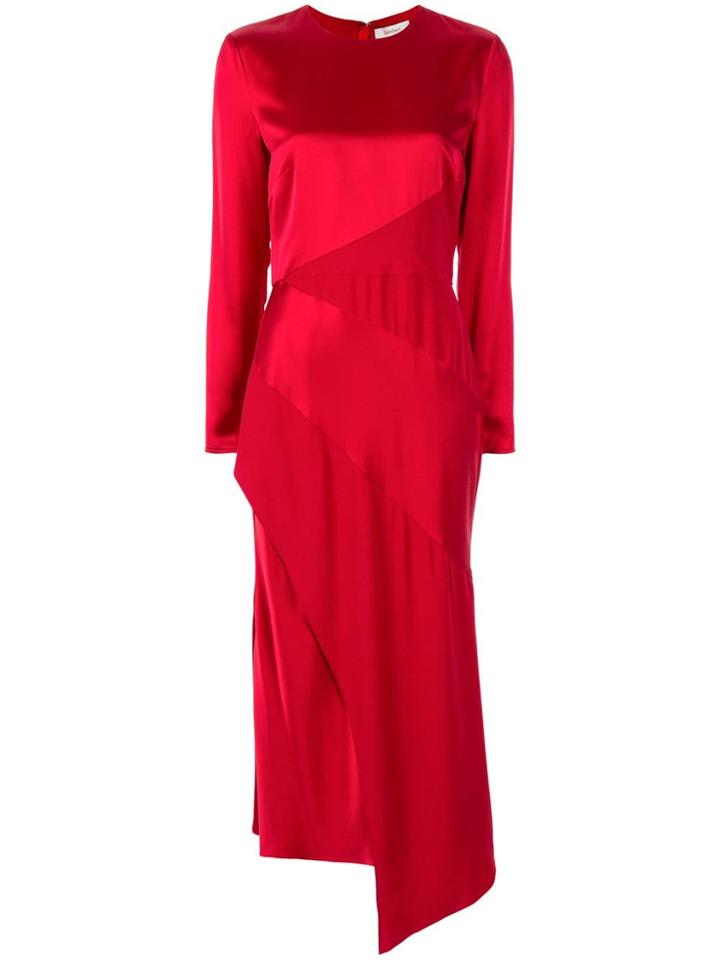 Semsem Asymmetric Midi Dress - Red