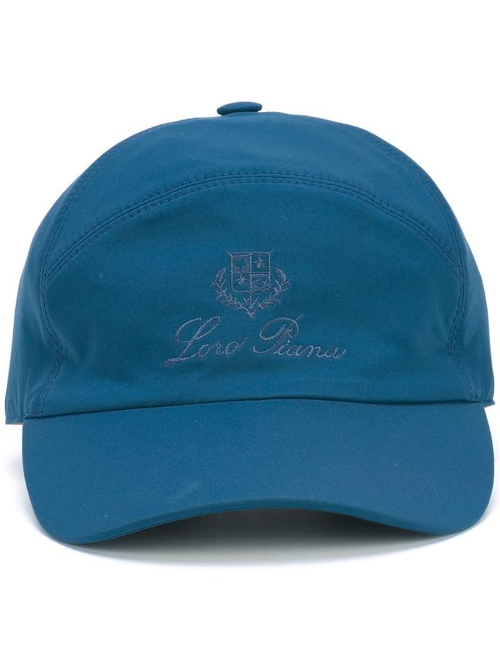 Loro Piana Embroidered Logo Cap, Men's, Size: Xl, Blue, Nylon/polyester/polyurethane