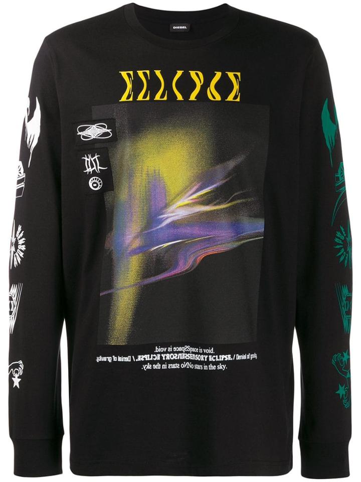 Diesel Mixed Graphic Print T-shirt - Black