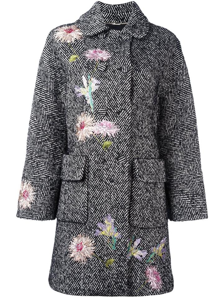 Blumarine Embroidered Tweed Coat