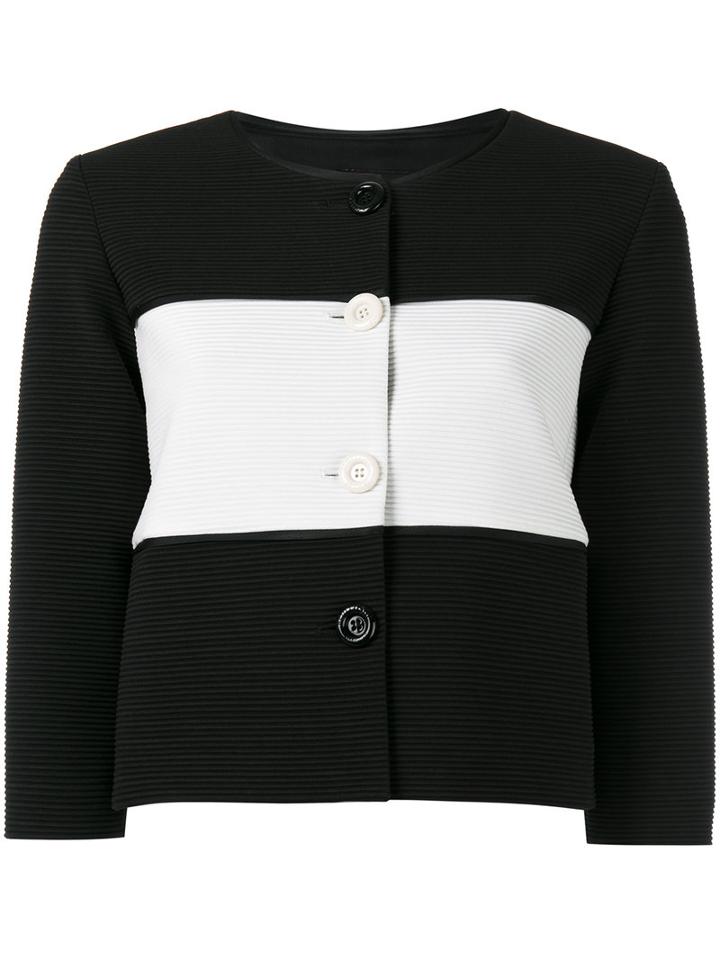 Boutique Moschino Striped Jacket, Women's, Size: 40, Black, Cotton/polyamide/spandex/elastane/polyester