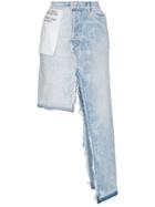 Unravel Project High Waist Denim Ombre Asymmetric Skirt - Blue